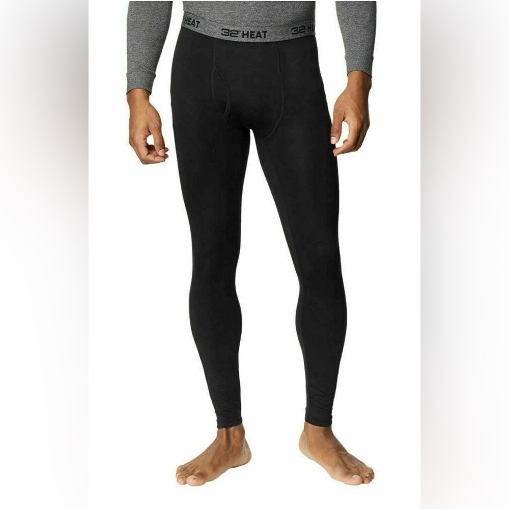 32 Degrees Men's Black Thermal Underwear tights size large undergarments